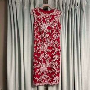 Show stopper! Beautiful pink/red Tadashi Shoji cocktail dress is perfection!